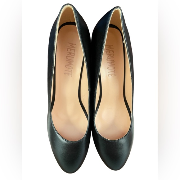 SIZE 11 MERUMOTE BLACK NEW IN BOX 3 1/4” WEDGE HEELS - Picture 2 of 3